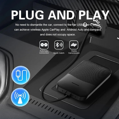 Wireless CarPlay Mini 6.0 Adapter – Small Box for Android Auto, Plug and Play Dongle with Bluetooth WiFi, Compatible with Ford, Toyota, Volkswagen