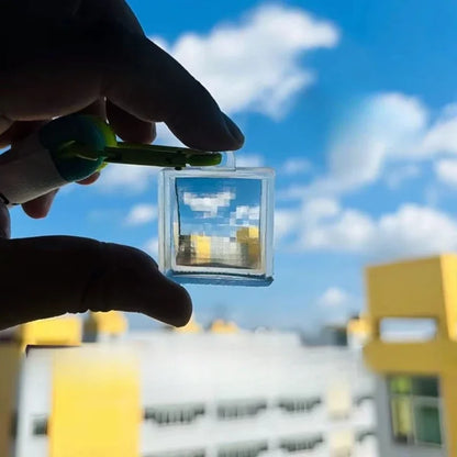 Pixel Photography Tool – Transparent Acrylic Mosaics for Keychains, Travel Memories, Blue, Black & Pink Lens