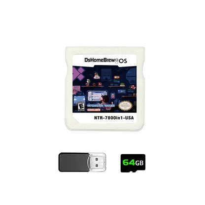DS 7800-in-1 Memory Card with 64GB TF Card & SDHC Adapter – NDS, NDSL, 3DS XL, 2DS XL Game Console Accessory