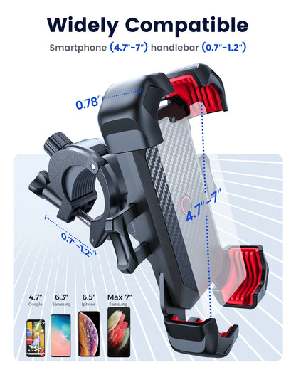 Joyroom Universal Bike Phone Holder — 360° Rotatable Shockproof Stand for 4.7-7 inch Mobile Phones, GPS Clip