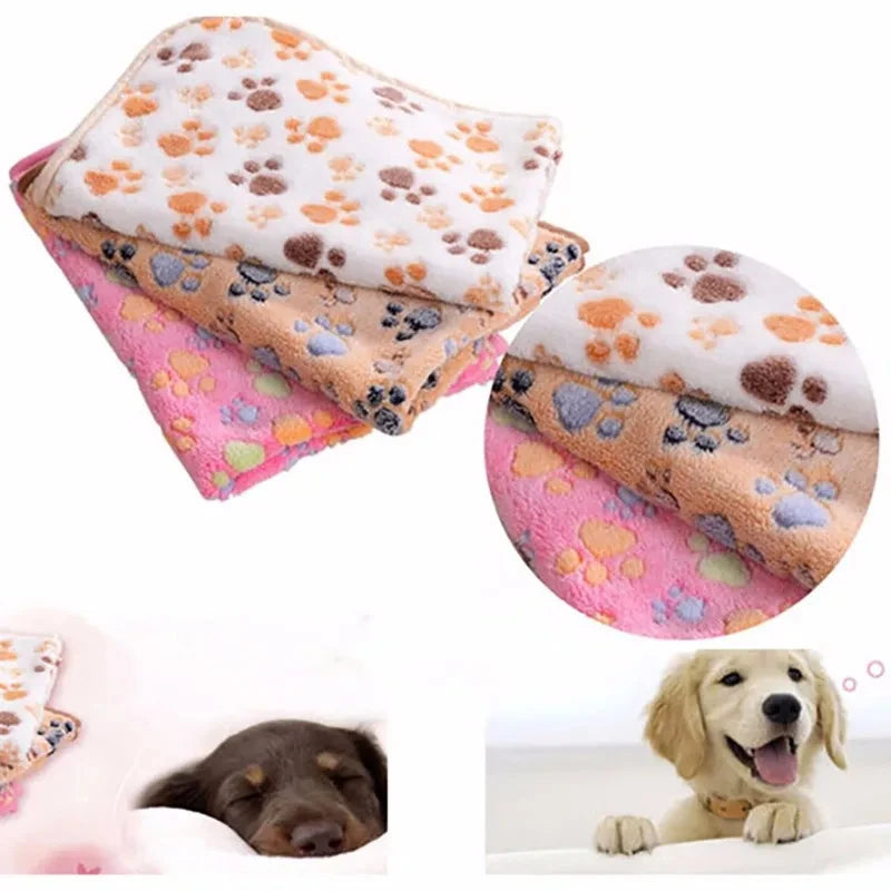 Cute Fleece Pet Bed Mat Cover - Soft Warm Blanket Towel for Small Medium Large Dogs & Cats