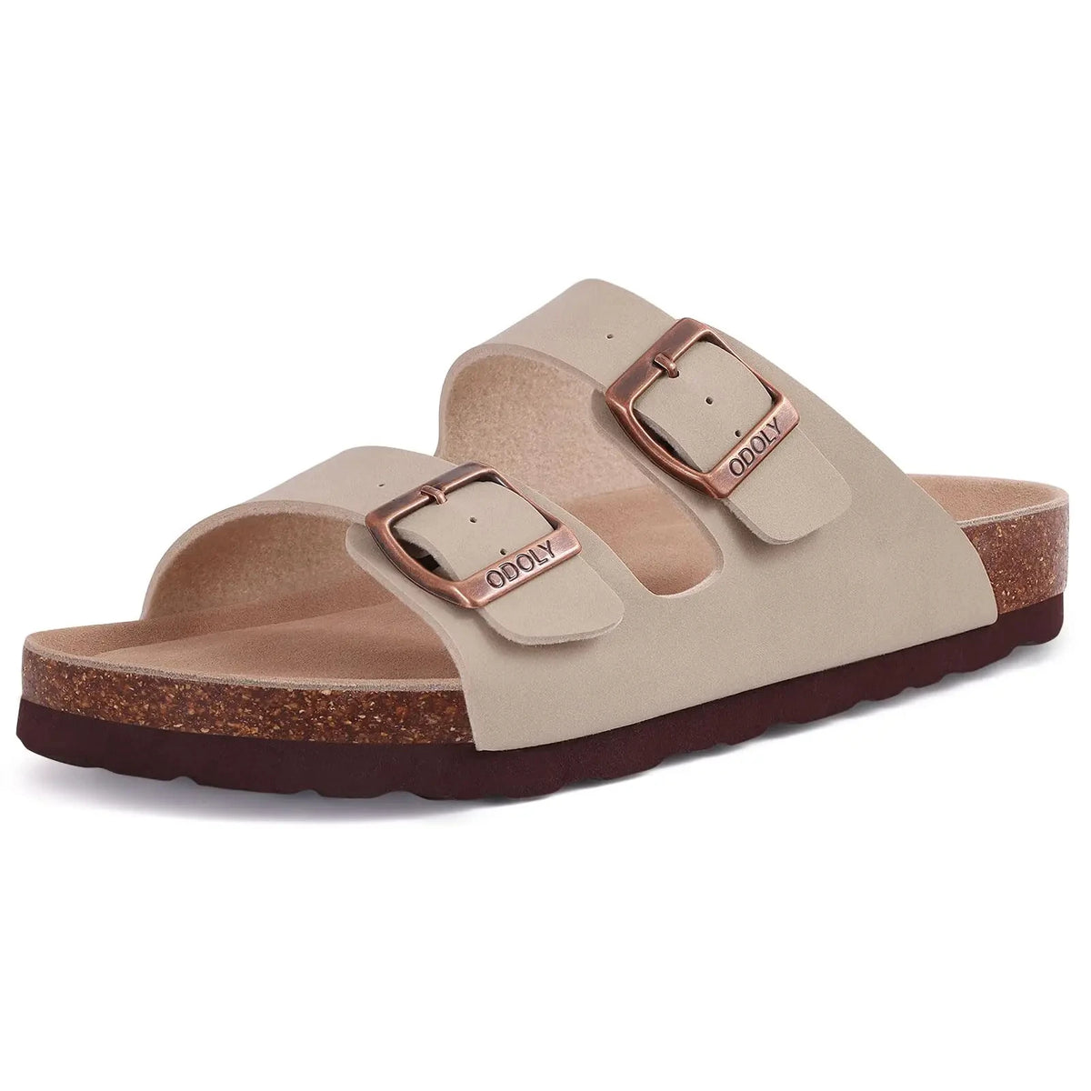 Comwarm Men's Cork Footbed Slide Sandals - Arch Support, Adjustable Buckle & Leather Summer Casual Slides
