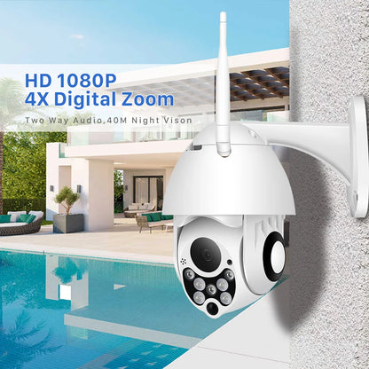YCC365 Plus 1080P HD Outdoor WiFi PTZ Security Camera – Waterproof CCTV Surveillance with 4X Zoom & Smart Motion Tracking