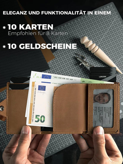Genuine Leather Wallet with Coin Pocket – RFID Blocker Airtag Wallet for Men