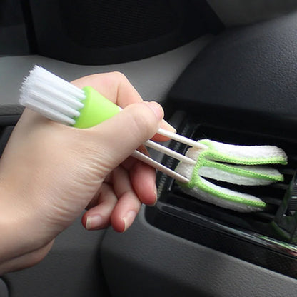 Car Wash Double Head Brushes - Air Vent Conditioner Grille Duster, Auto Detailing Cleaner for Interior Cleaning Tools