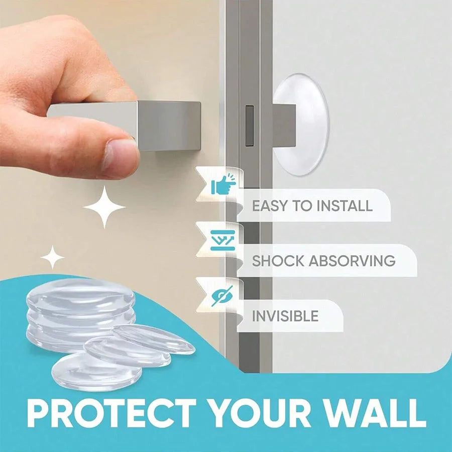 Door Knob Wall Protector - Clear Soft Rubber Door Stopper & Handle Bumper for Noise Reduction and Wall Protection