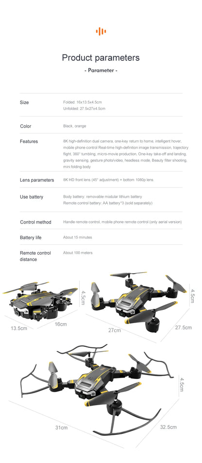 KBDFA G6 5G Drone – 8K HD Camera, GPS, Four-Sided Obstacle Avoidance, Foldable Quadcopter RC Helicopter for FPV & Professional Use
