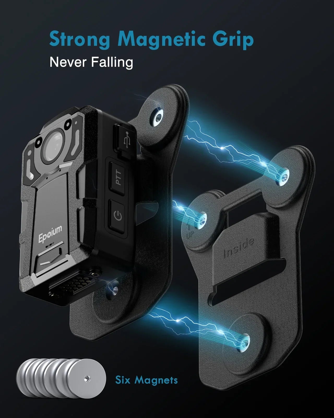 Magnetic Suction Back Clip for Boblov KJ21 & PD70 Mini Body Cameras – Strong Magnetic Hold
