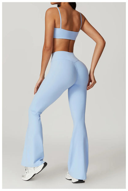 Women’s 2PCS Sportswear Yoga Set – Short Sleeve Crop Top & High Waist Leggings for Gym & Fitness