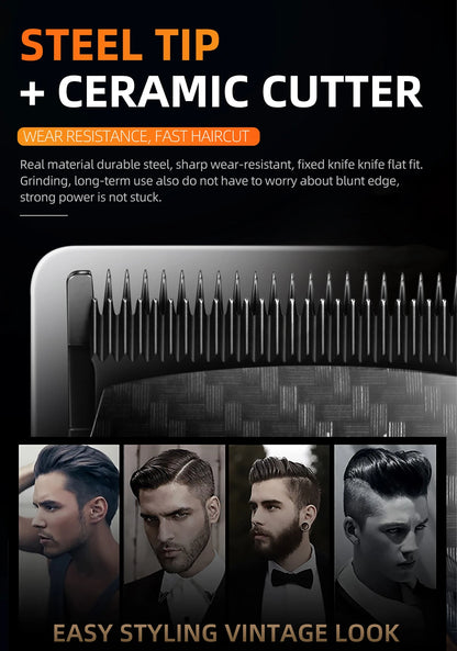 Kemei Professional Hair Clipper – 9000 RPM Electric Hair Cutting Machine, Adjustable Cordless Trimmer with Base for Barbers