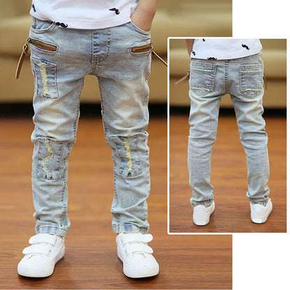 Kids Boys Skinny Jeans - Classic Denim Casual Pants for Ages 5-13