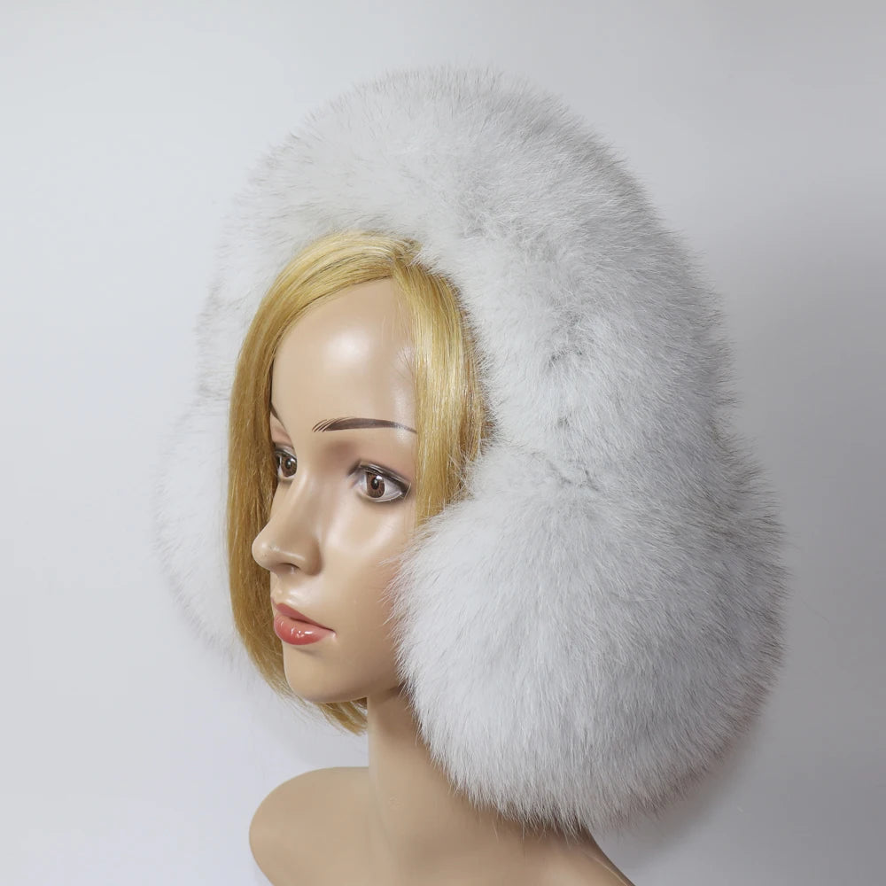 Real Fox & Raccoon Fur Earmuffs – Warm Winter Ear Warmer for Women and Girls, Plush Genuine Fur Accessory