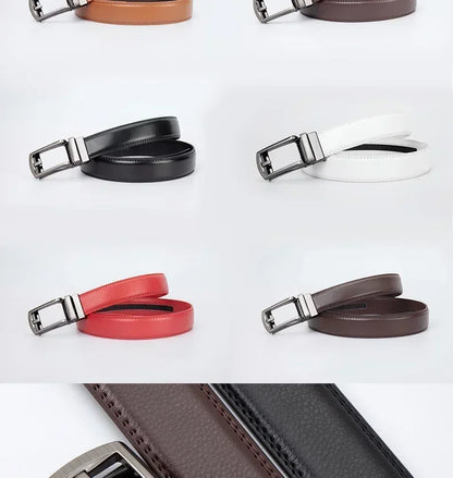 Men’s Classic Leather Belt – Trendy Two-Layer Cowhide with Alloy Automatic Buckle for Business & Casual Wear