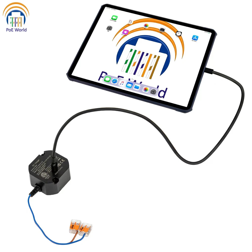 Flush Wall-Mounted USB-C Charger 30W – 240V AC to 5V/9V/12V/15V/20V Type-C Power Adapter for iPad & Tablets