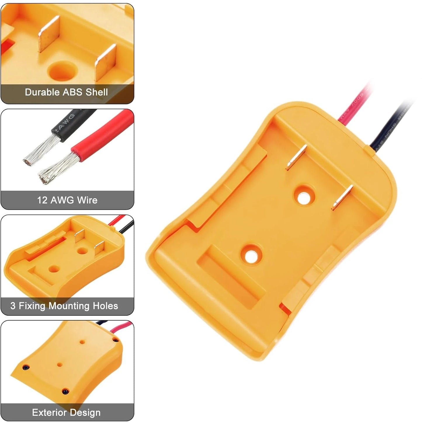 Dewalt 18V/20V Max Battery Adapter - DIY Power Tool Converter Connector with 12AWG Cable Replacement