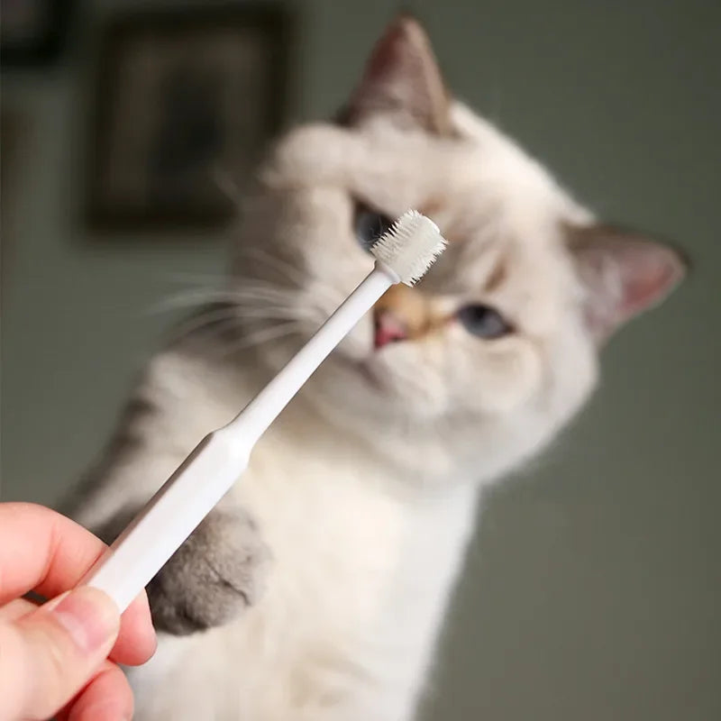 Cat Toothbrush - Soft Bristle Pet Dental Cleaning Brush for Cat Teeth Care & Grooming