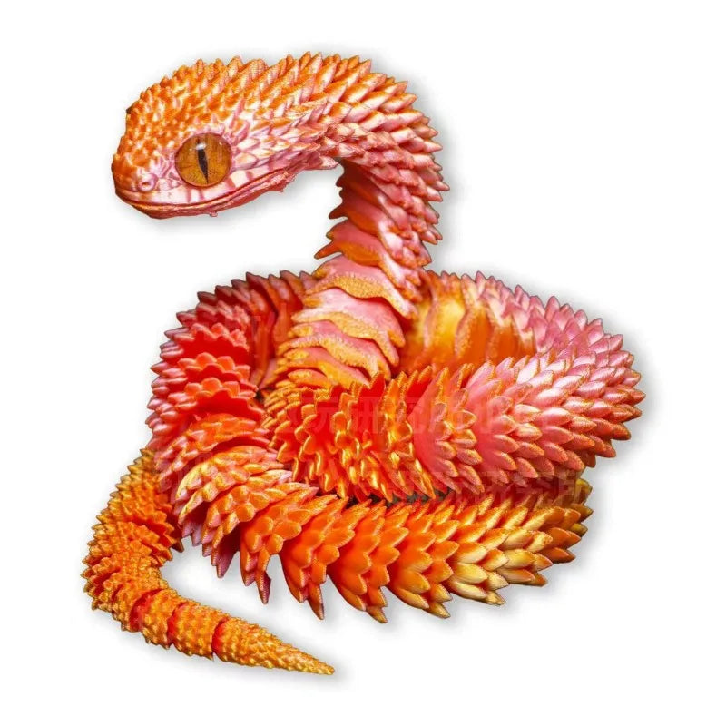 3D Printed Movable Joint Snake Figurine — Simulation Fidget Toy, Office Desktop Ornament, 2025 New Year Gift Craft