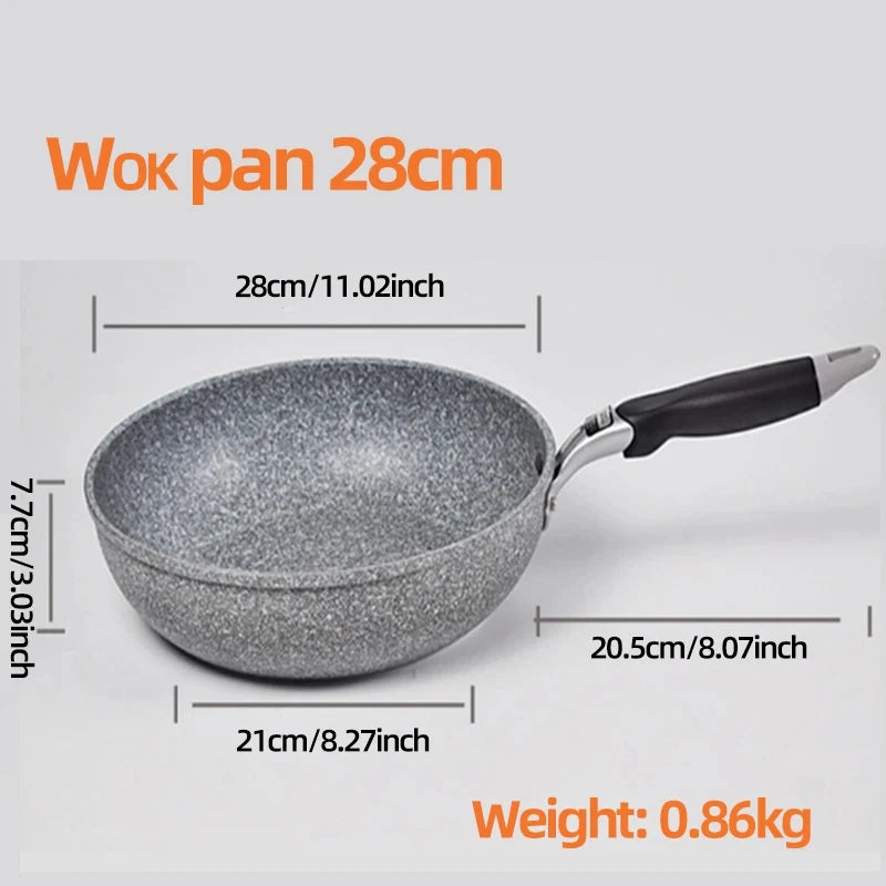 Durable Stone Frying Pan – 20/24/26/28cm Non-Stick Skillet for Pancakes, Eggs & Induction Cooking