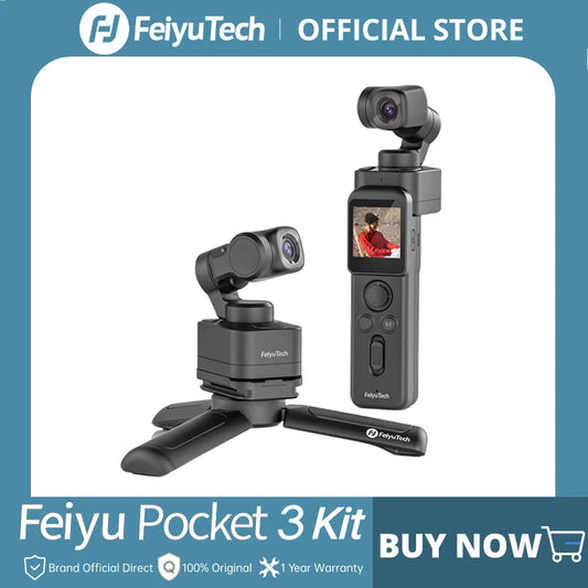 FeiyuTech Pocket 3 Kit – Cordless Detachable 3-Axis Gimbal Stabilizer for 4K60fps Camera with AI Tracking