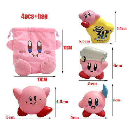 Star Kirby Action Figures — Cute PVC Toys with Cartoon Drawstring Storage Bag, Pocket-Sized Action Figures