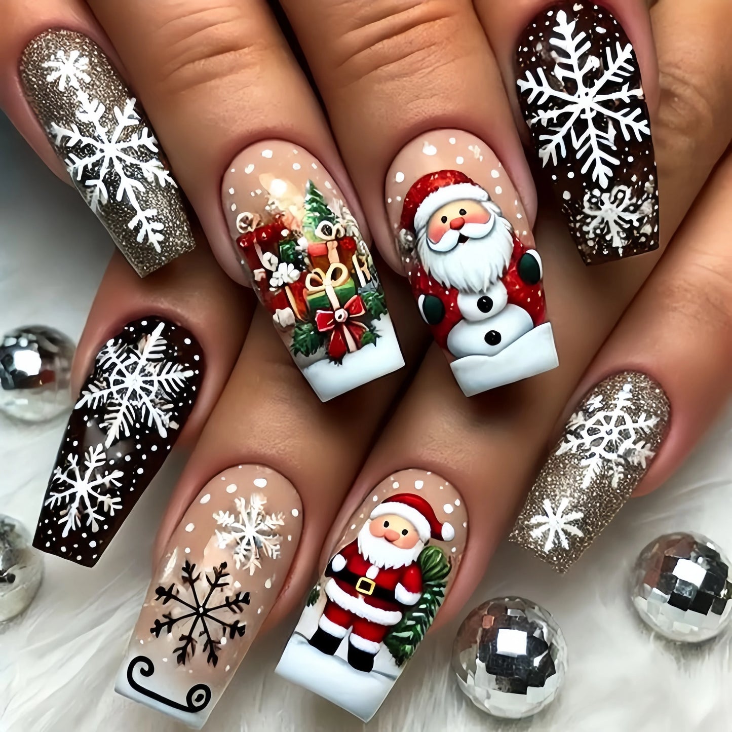 Christmas 3D Nail Art Stickers – Santa, Snowman, Tree, Snowflake & Holiday Designs