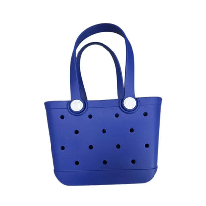 EVA Medium Oval Beach Bag – Waterproof Large Capacity Hollow Design Handbag, Fashion Sports Style Portable Open Mouth Tote