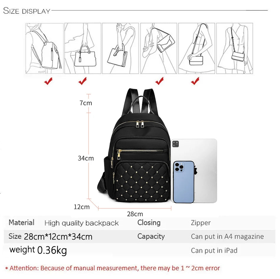 Luxury Designer Women's Oxford Rucksack - High-Quality, Small Schoolbag for Youth and Students, Leisure Outdoor Backpack, Travel Shoulder Bag