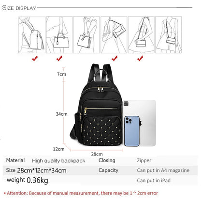 Luxury Designer Women's Oxford Rucksack - High-Quality, Small Schoolbag for Youth and Students, Leisure Outdoor Backpack, Travel Shoulder Bag