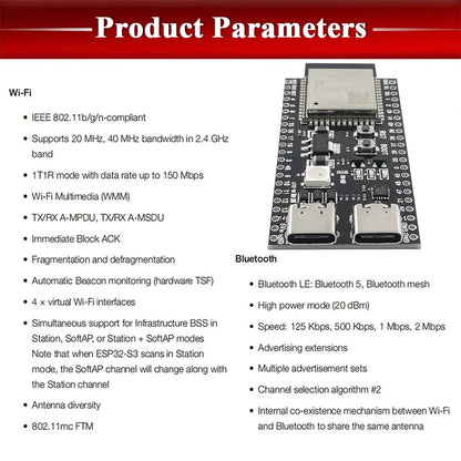 ESP32-S3 WROOM-1 Development Board - 44-Pin WiFi Bluetooth Module with 16MB Flash & 8MB PSRAM for Arduino IDE