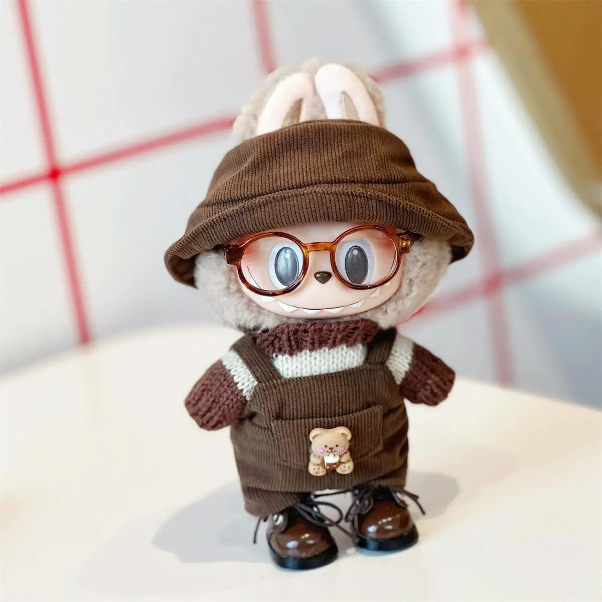 17cm Labubu Plush Doll Clothes – Macaron Outfit, Hair Accessories, DIY Clothing for V1 V2 Dolls & Kids Gift