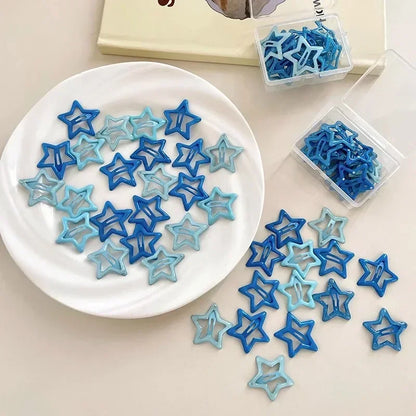 10/50PCS Colorful Kawaii Star Barrettes – Y2K Sweet Girls Metal Snap Hairclips & Hair Jewelry Gifts