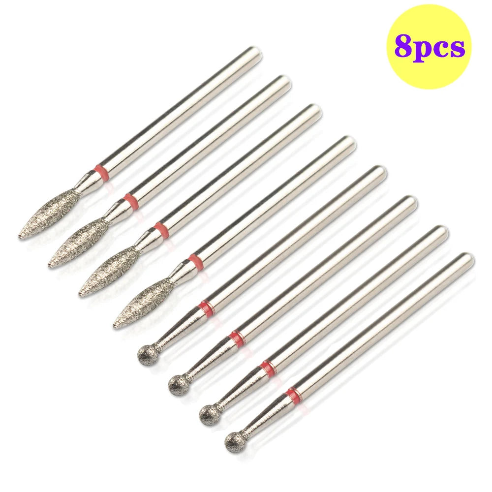8pcs Diamond Nail Drill Bit Set - Rotary Electric Milling Cutters for Pedicure, Manicure, Cuticle Burr & Nail Tools Accessories
