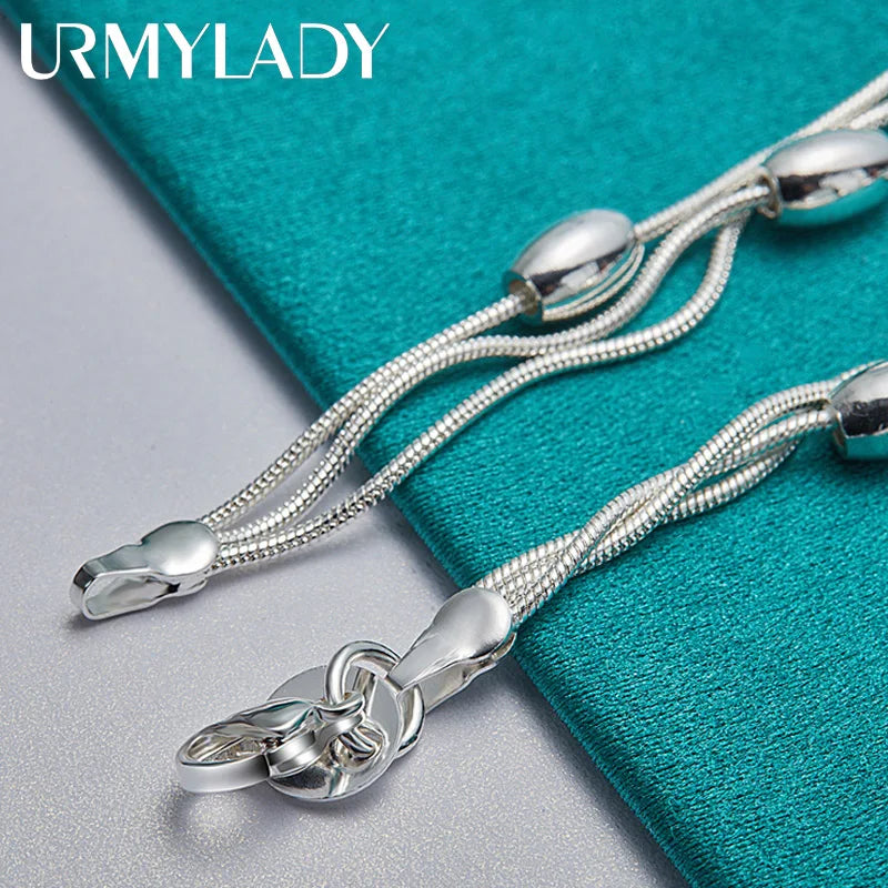 925 Sterling Silver Bracelet — Fashion Design Beaded Chain, High-Quality Jewelry for Women, Ladies, and Wedding Gifts