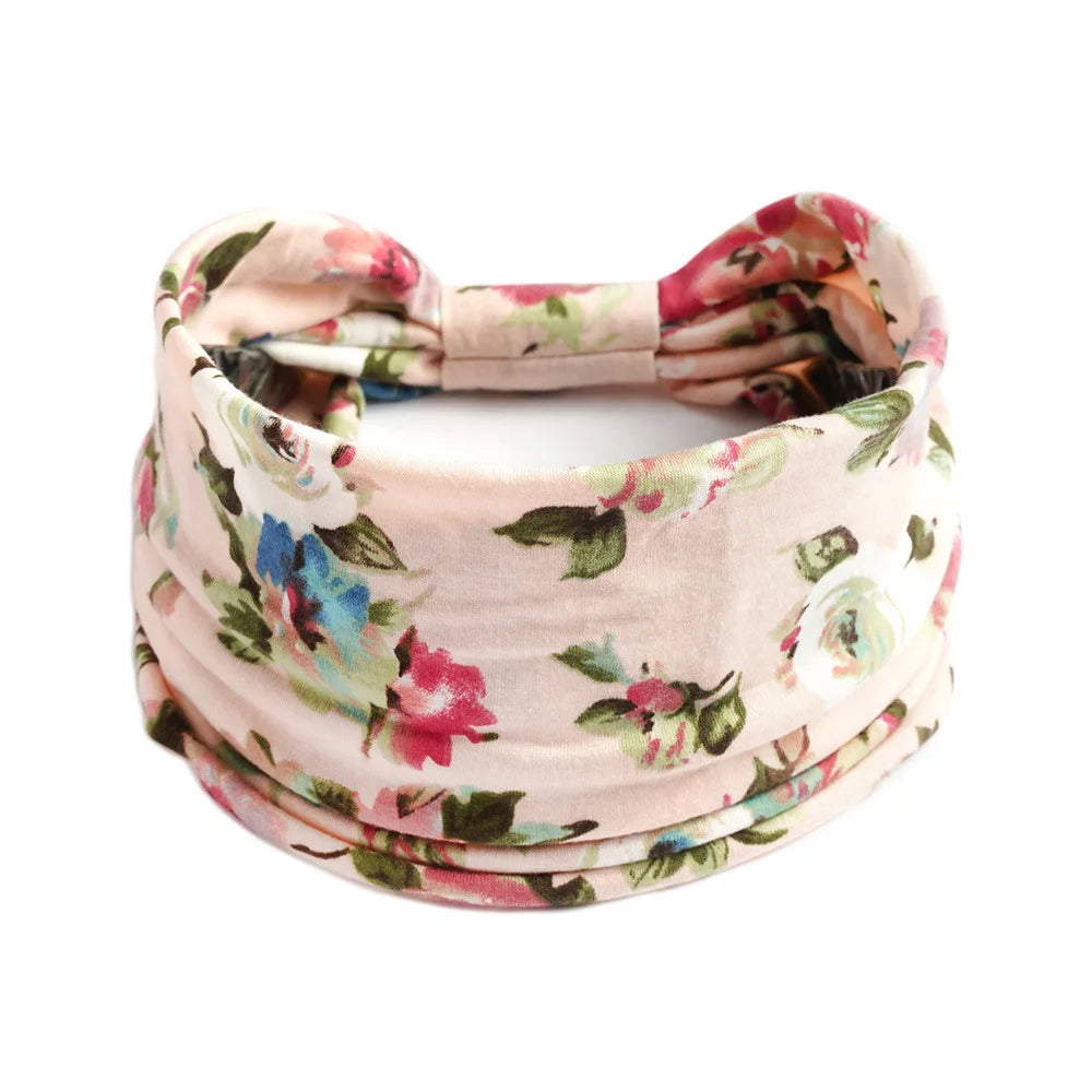 Bohemian Wide Cotton Stretch Headband for Women – Turban Headwrap, Bandage Hairband, Bandana Hair Accessories