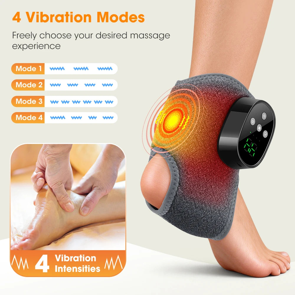 Electric Heated Foot Massager - Cordless Vibration Ankle Wrap for Home & Office Relaxation