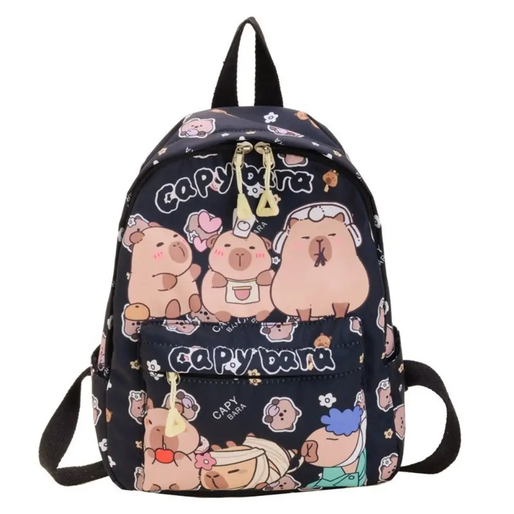 Cute Capybara Backpack | Large Capacity, Breathable Nylon Schoolbag for Students, Women & Girls, Ultra-Light Book Bag