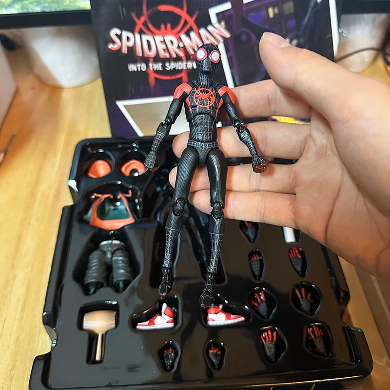 Sentinel Peter Parker Action Figure – Spider-Verse Noir PVC Collectible, Movable Miles Parker Figurine