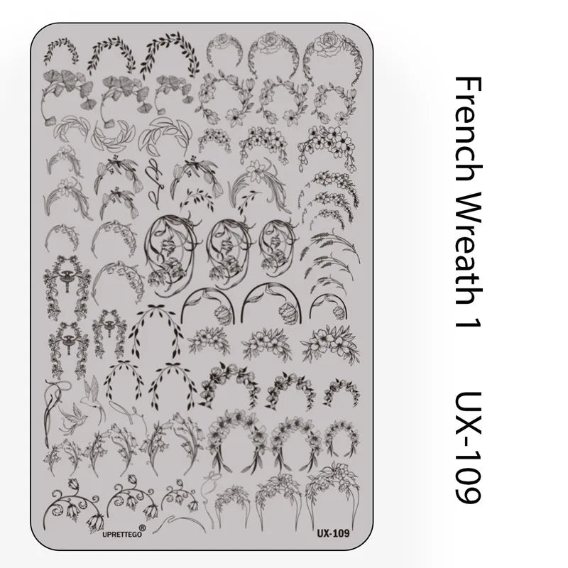 UX Serial 2 Stainless Steel Stamping Plate Template – Vintage Abstract Fabric Texture Pattern for Nail Art, Floral Lace, Xmas & Halloween Designs (UX52)