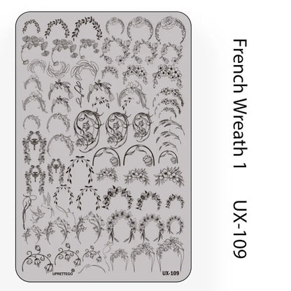 UX Serial 2 Stainless Steel Stamping Plate Template – Vintage Abstract Fabric Texture Pattern for Nail Art, Floral Lace, Xmas & Halloween Designs (UX52)