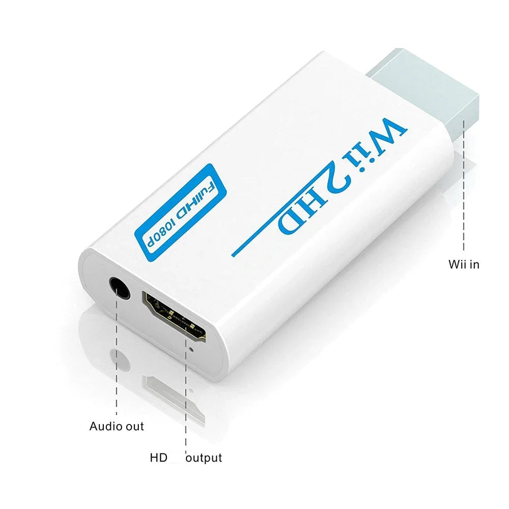 Wii to HDMI-Compatible Converter Adapter – 1080P Full HD with 3.5mm Audio for PC, HDTV & Monitor
