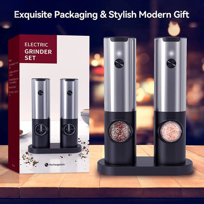 USB Rechargeable Electric Salt & Pepper Grinder – Adjustable Roughness for Freshly Ground Pepper and Spice Powder