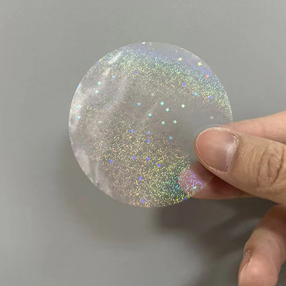 100PCS 58mm Transparent Badge Film Covers – Clear Laser Star Pattern Protective Sheets for Button Badge Maker