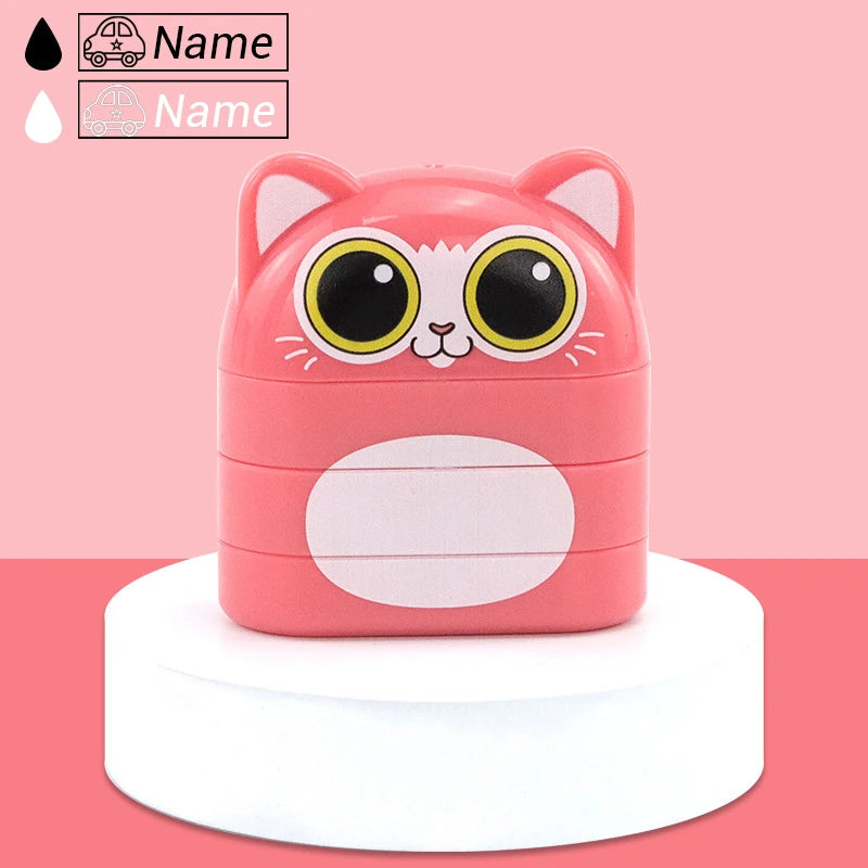 Custom Children’s Name Seal – Double-Layer Black & White Ink Stamp, Waterproof Name Sticker for School & Kindergarten