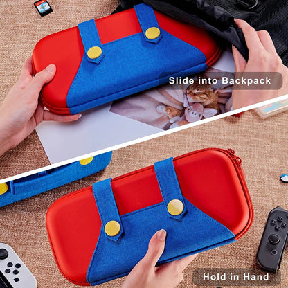 EVA Storage Case for Nintendo Switch/OLED, Portable Carrying Case with 10 Game Holders, Cute Mario Design