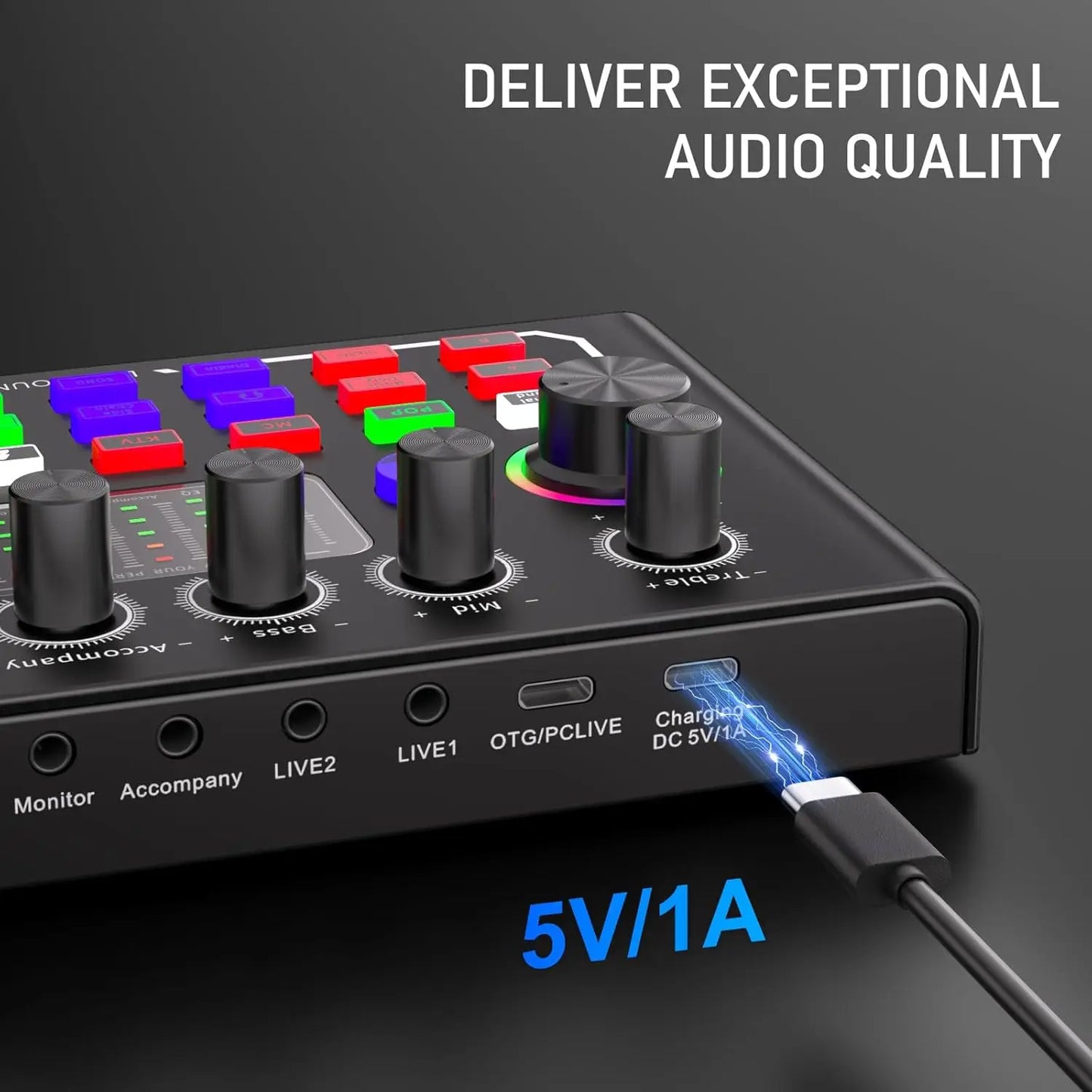 F009 Live Sound Card Broadcast Kit - Bluetooth DJ Audio Mixer with Microphone Set for Smartphone Live Streaming & Recording