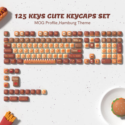 125-Key MOG Profile PBT Keycap Set - Cute Rounded Dye-Sublimation Keycaps for Cherry MX Keyboards