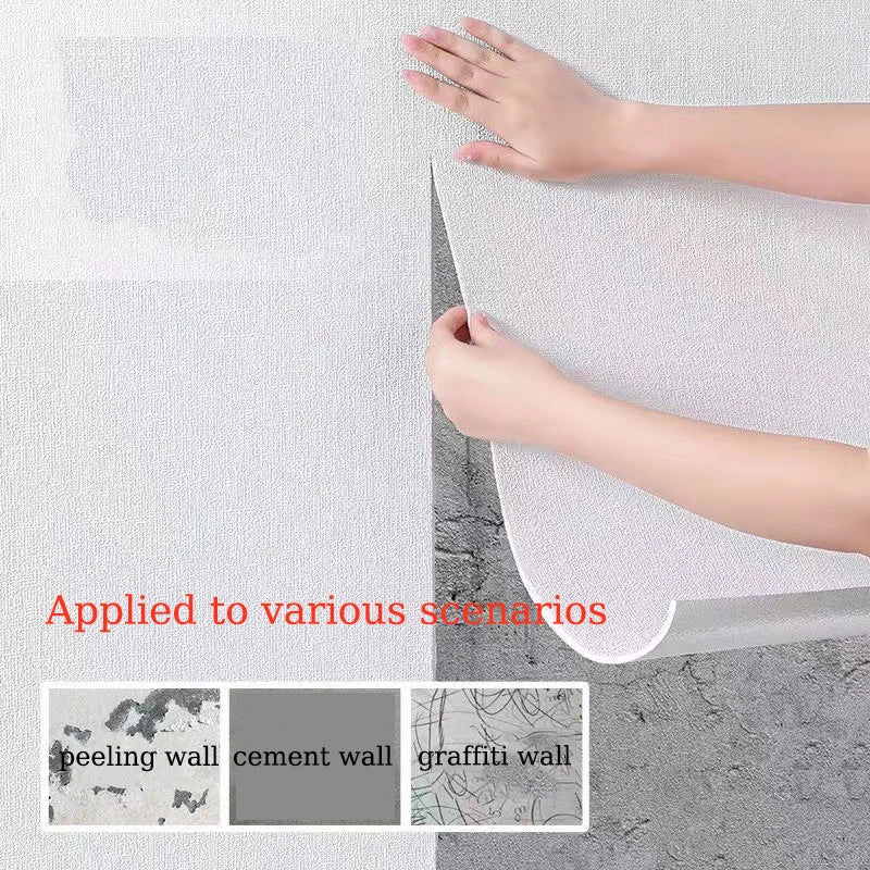 Linen 3D Foam Self-Adhesive PVC Wallpaper - Solid Color, Thickened Waterproof Wall Stickers for Home Renovation & Decor