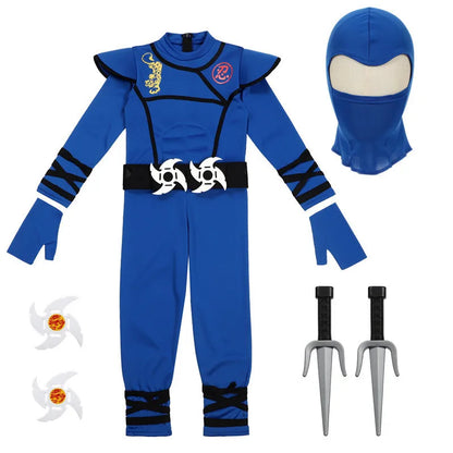 Kids Ninja Costume - Masked Warrior Anime Roleplay Outfit for Boys & Girls, Halloween Party Dress-Up Costume