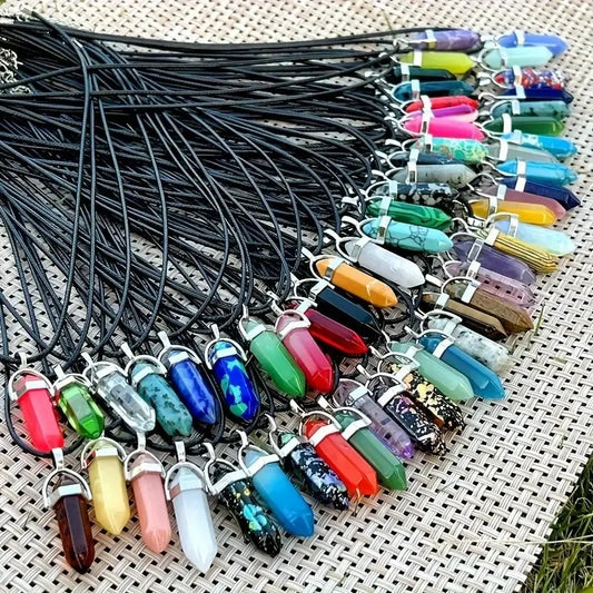 15Pcs Multicolor Chakra Pendants - Adjustable Black Cord Charms for DIY Bracelets, Earrings & Necklace Jewelry Making