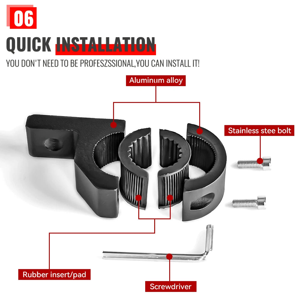 Motorcycle LED Headlight & Spotlight Clamp Bracket Kit – Tube Mount for Fog Light & Motorbike Accessories